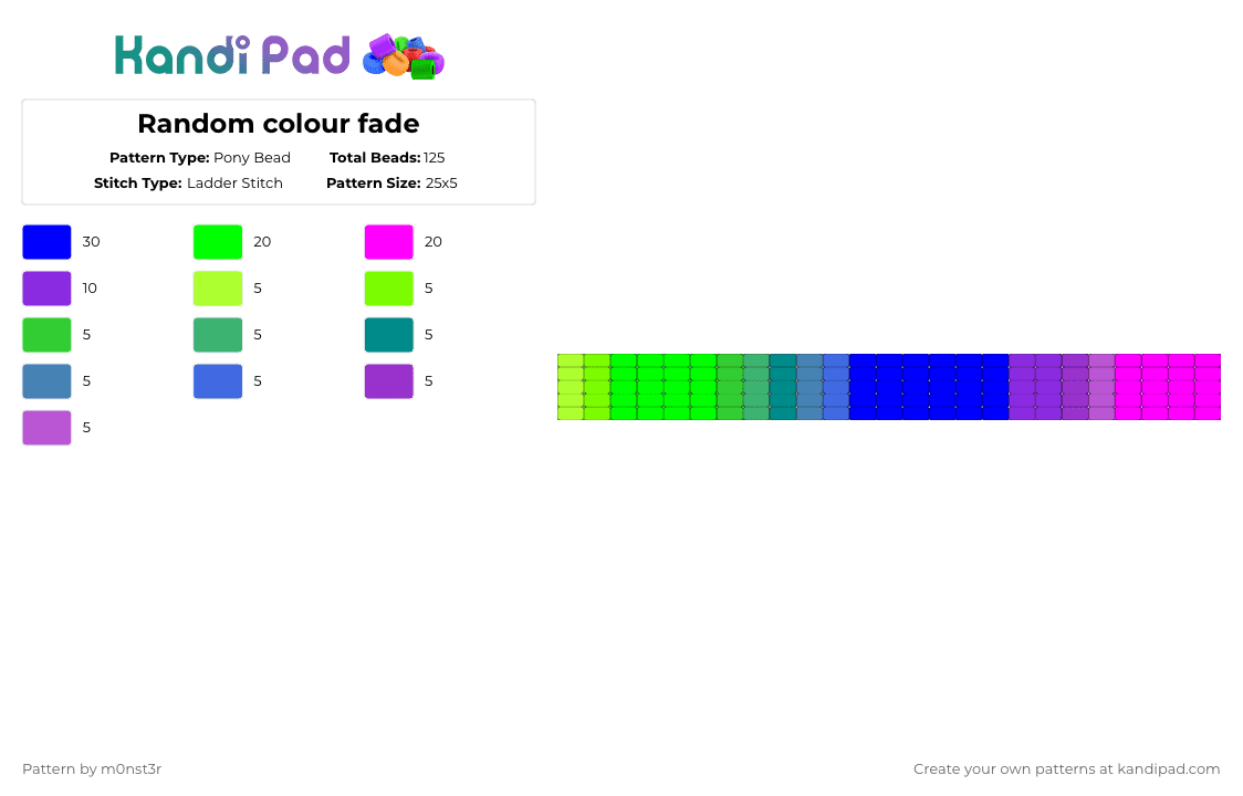 Random colour fade - Pony Bead Pattern by m0nst3r on Kandi Pad - green,purple,pink