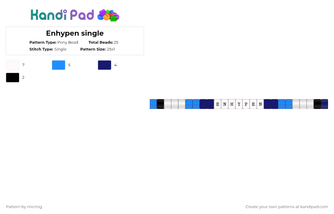 Enhypen single - Pony Bead Pattern by mic_straykids_illit on Kandi Pad - light blue,purple