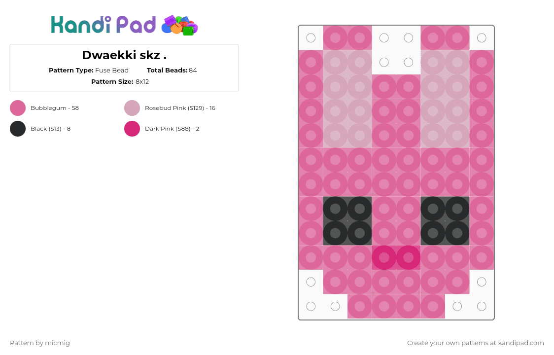 Dwaekki skz . - Fuse Bead Pattern by mic_straykids_illit on Kandi Pad - pink