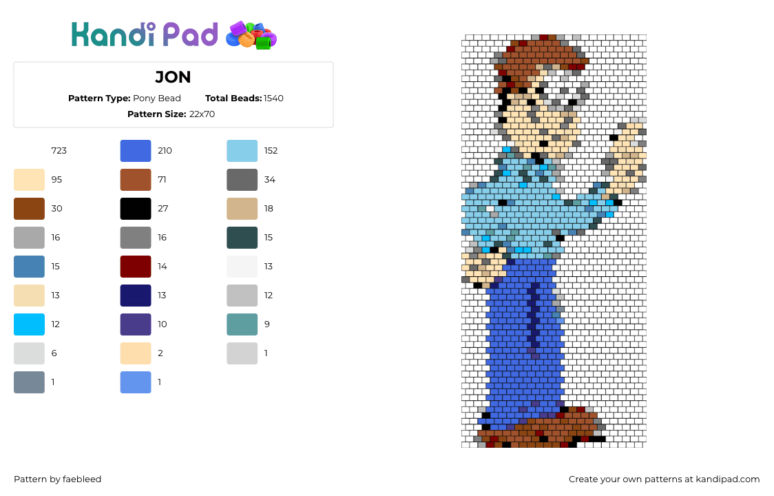 JON - Pony Bead Pattern by faebleed on Kandi Pad - jon,garfield,character,comic,light blue,blue,tan