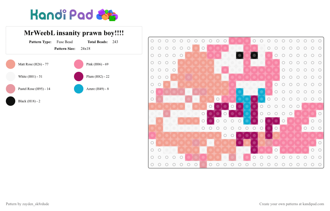 MrWeebL insanity prawn boy!!!! Fuse Bead Pattern - Kandi Pad | Kandi ...