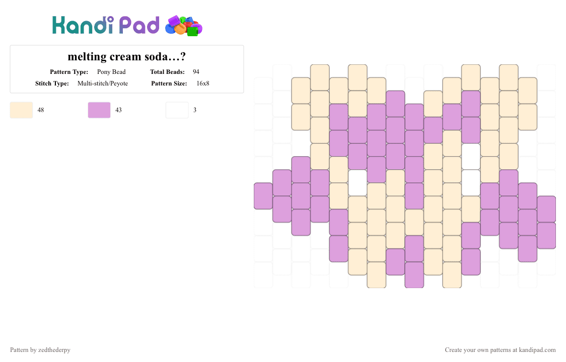 melting cream soda…? - Pony Bead Pattern by the_toastking on Kandi Pad - pink,beige