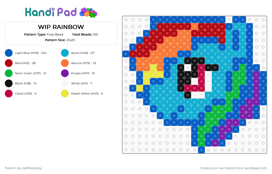 Rainbow dash! - Fuse Bead Pattern by piperrr on Kandi Pad - blue,light blue