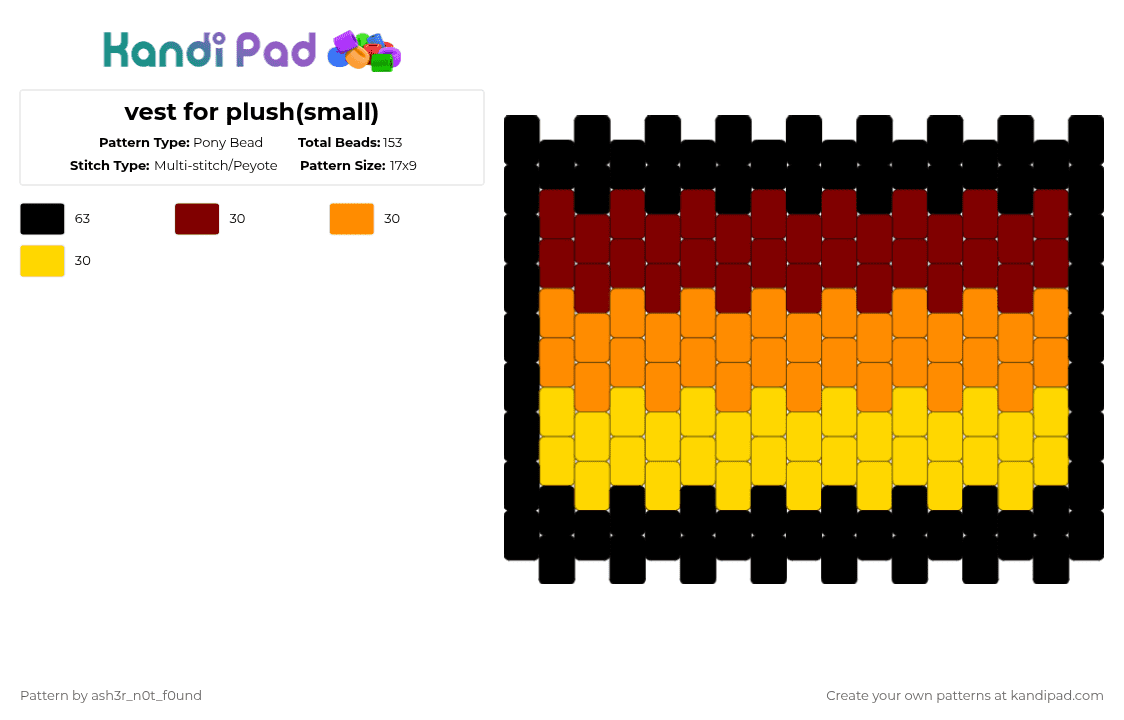 vest for plush(small) - Pony Bead Pattern by ash3r_n0t_f0und on Kandi Pad - brown,orange,yellow