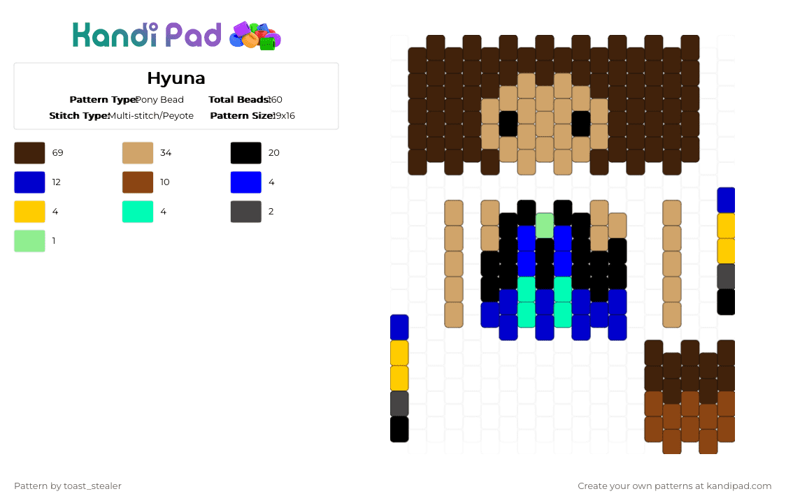 Hyuna - Pony Bead Pattern by toast_stealer on Kandi Pad - beige, brown