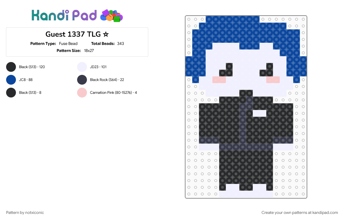 Guest 1337 TLG ☆ - Fuse Bead Pattern by notxiconic on Kandi Pad - blue, character, roblox