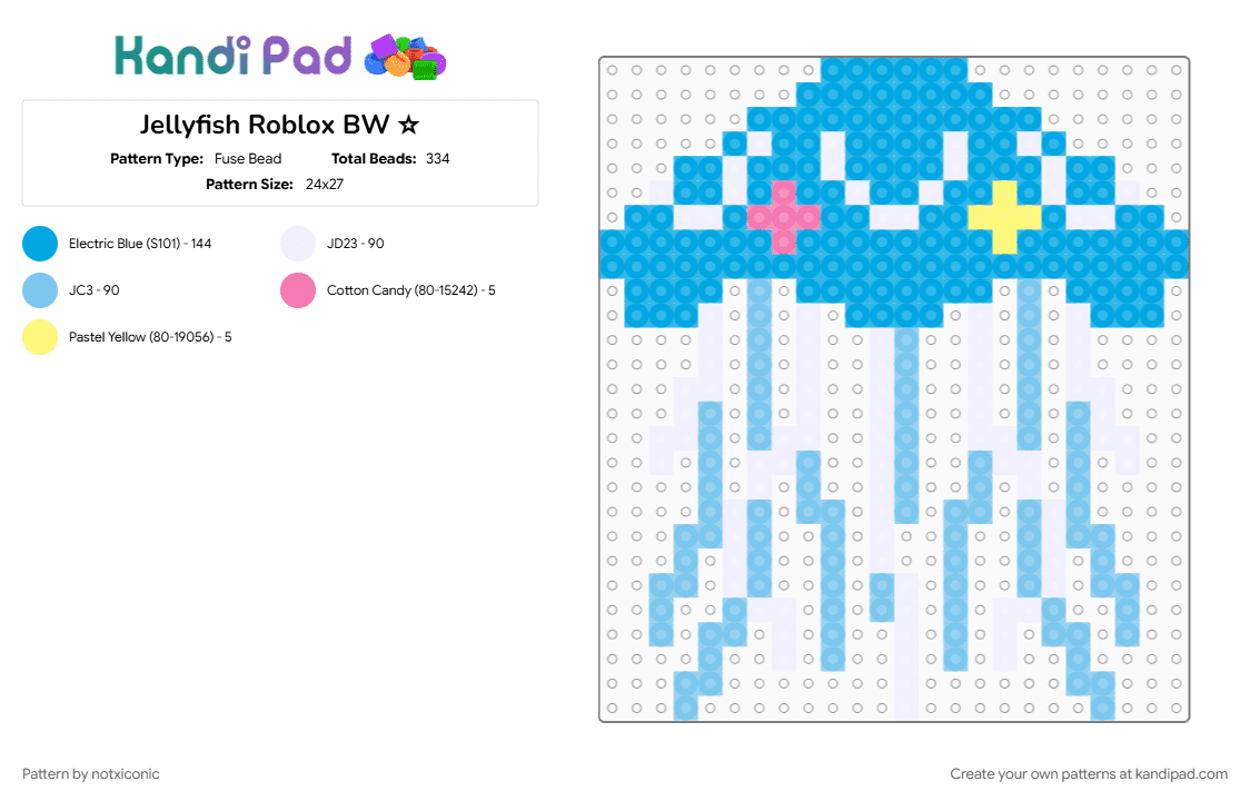 Jellyfish Roblox BW ☆ - Fuse Bead Pattern by notxiconic on Kandi Pad - light blue, roblox