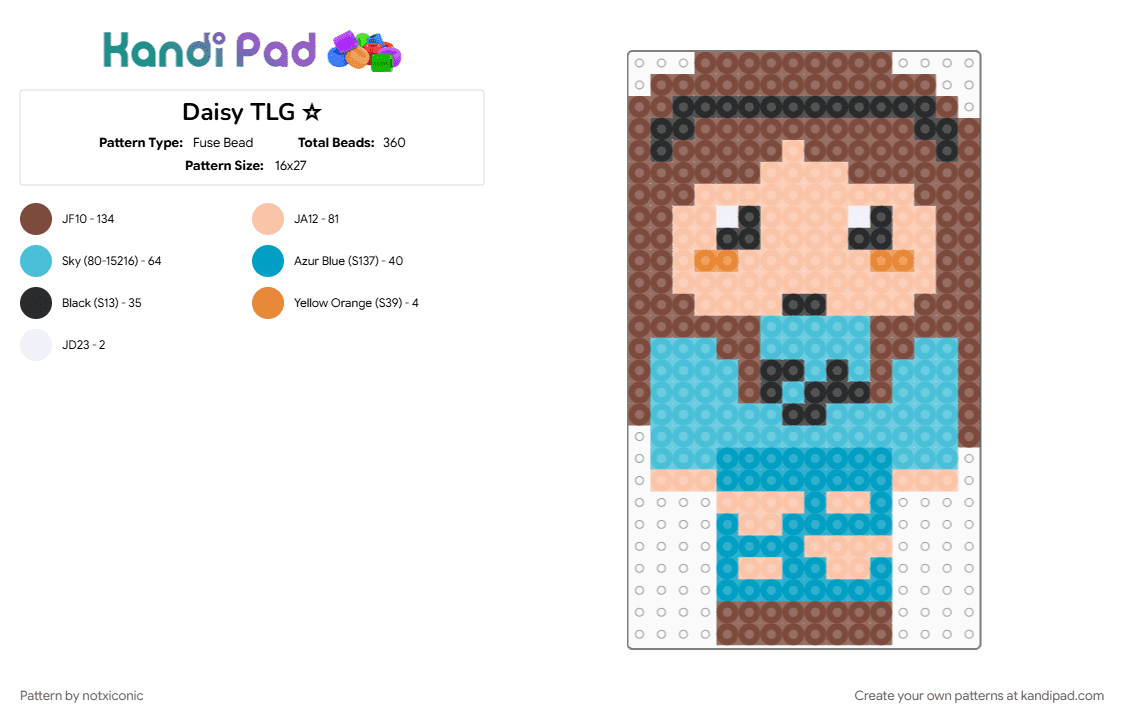 Daisy TLG ☆ - Fuse Bead Pattern by notxiconic on Kandi Pad - beige, brown, character, light blue, roblox