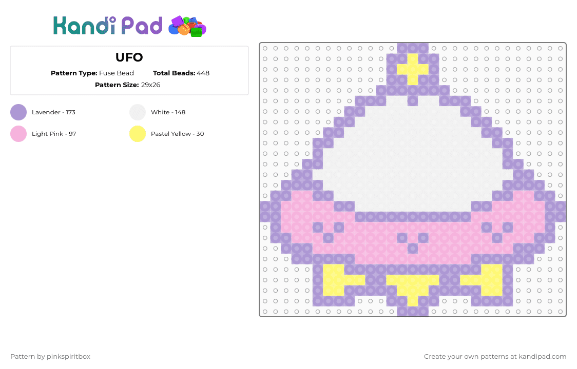UFO - Fuse Bead Pattern by pinkspiritbox on Kandi Pad - cartoon,scifi,pink,ufo,alien,kawaii,space