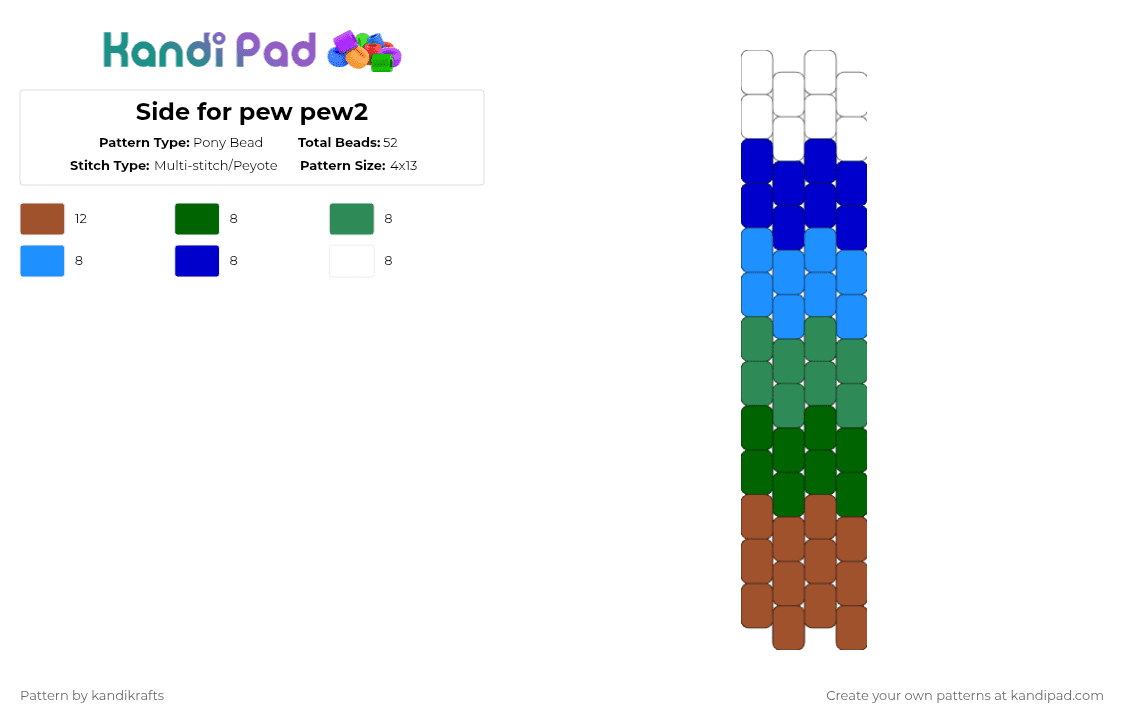 Side Pade Pattern Side for pew pew2 Pony Bead Pattern - Kandi Pad | Kandi Patterns, Fuse ...