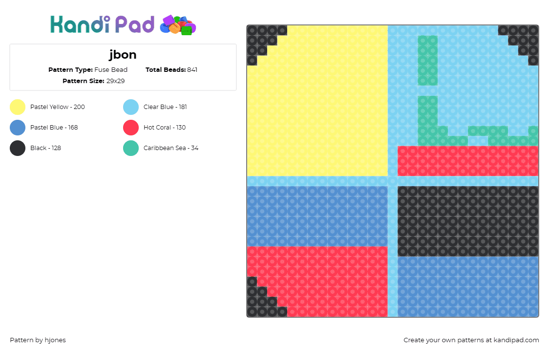 jbon - Fuse Bead Pattern by hjones on Kandi Pad - frank stella,colorful