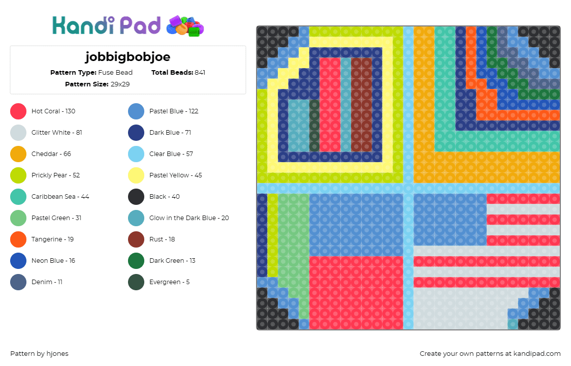 jobbigbobjoe - Fuse Bead Pattern by hjones on Kandi Pad - frank stella,colorful