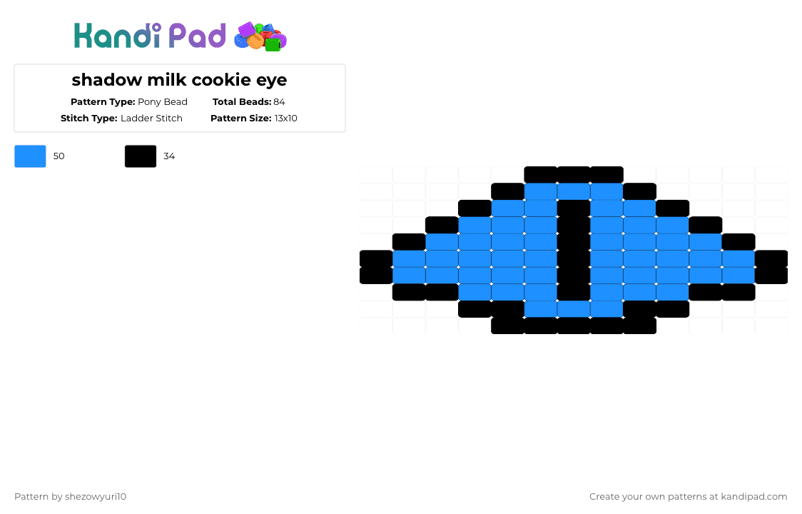 shadow milk cookie eye - Pony Bead Pattern by shezowyuri10 on Kandi Pad - light blue,black,shadowmilk,shadow milk cookie,cookie run kingdom