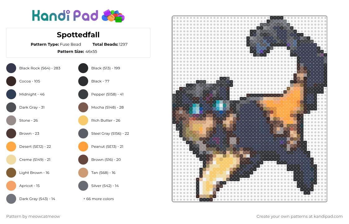 Spottedfall - Fuse Bead Pattern by meowcatmeow on Kandi Pad - flameclan