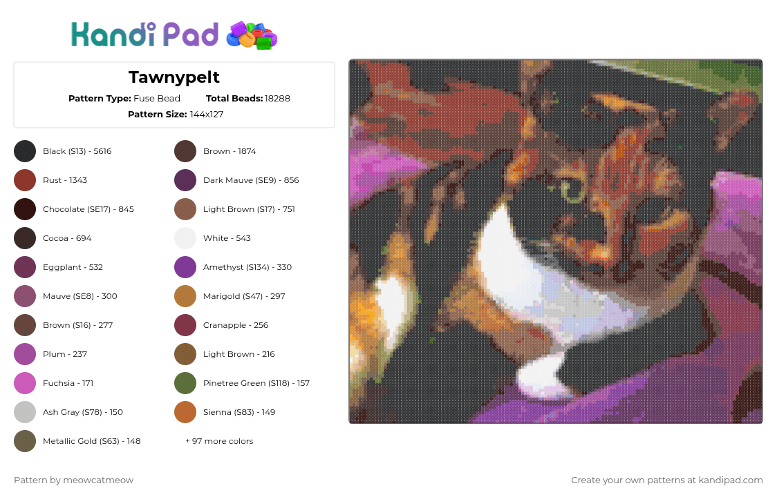 Tawnypelt - Fuse Bead Pattern by meowcatmeow on Kandi Pad - warriors
