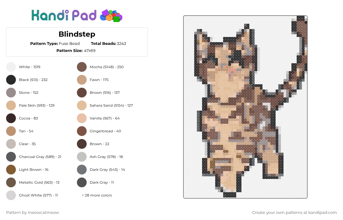 Blindstep - Fuse Bead Pattern by meowcatmeow on Kandi Pad - 