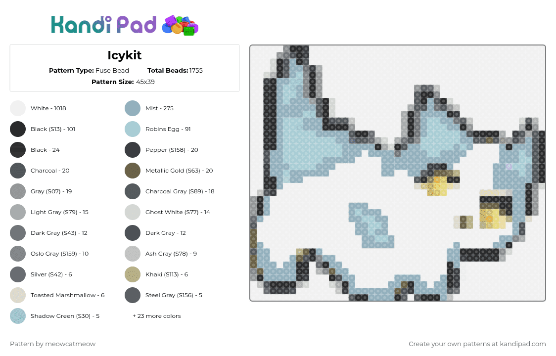 Icykit - Fuse Bead Pattern by meowcatmeow on Kandi Pad - flameclan