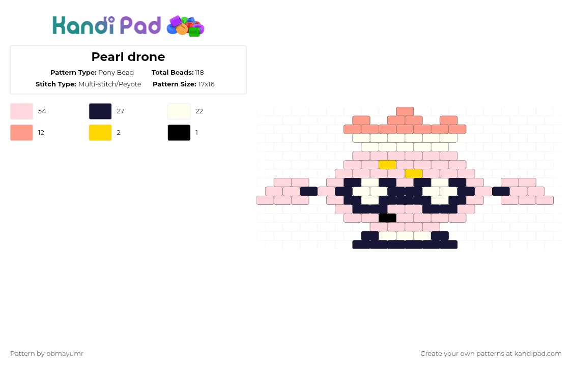 Pearl drone - Pony Bead Pattern by obmayumr on Kandi Pad - white,orange,splatoon,pearl,pearl drone,side order