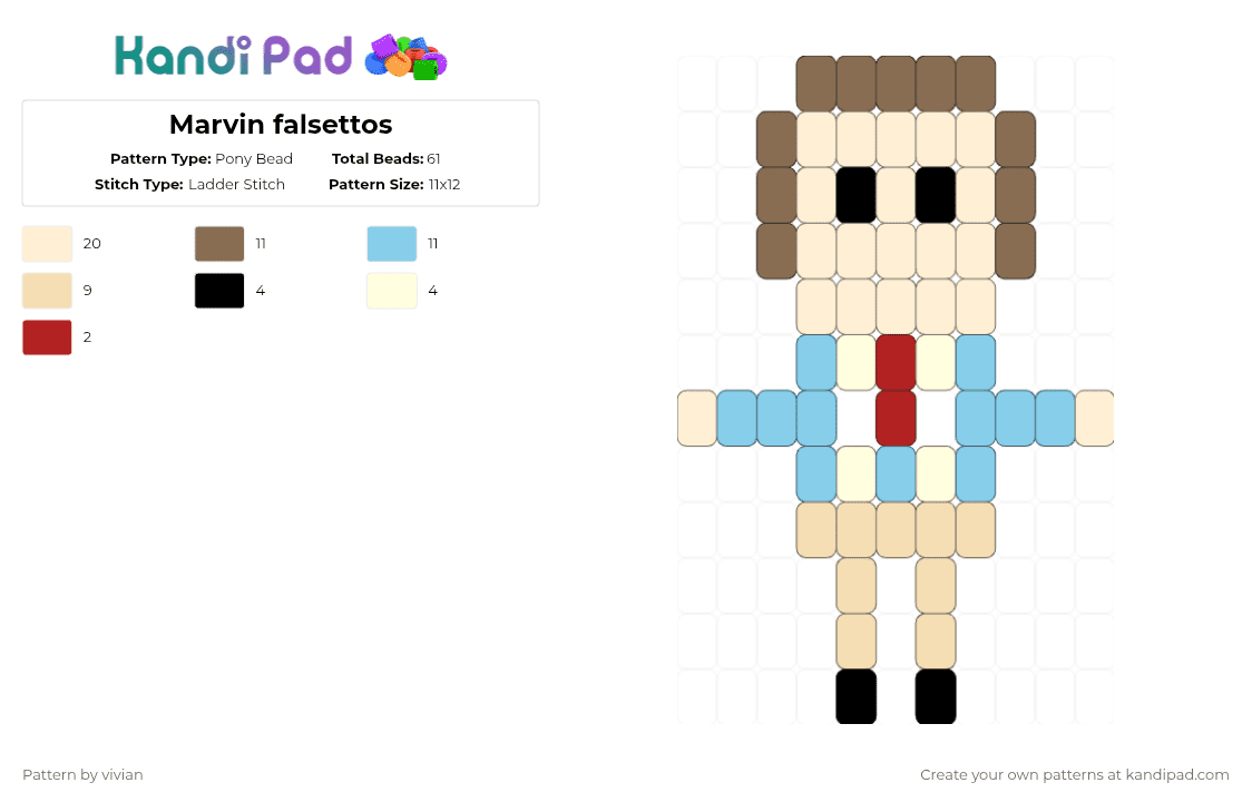 Marvin falsettos - Pony Bead Pattern by vivian on Kandi Pad - beige