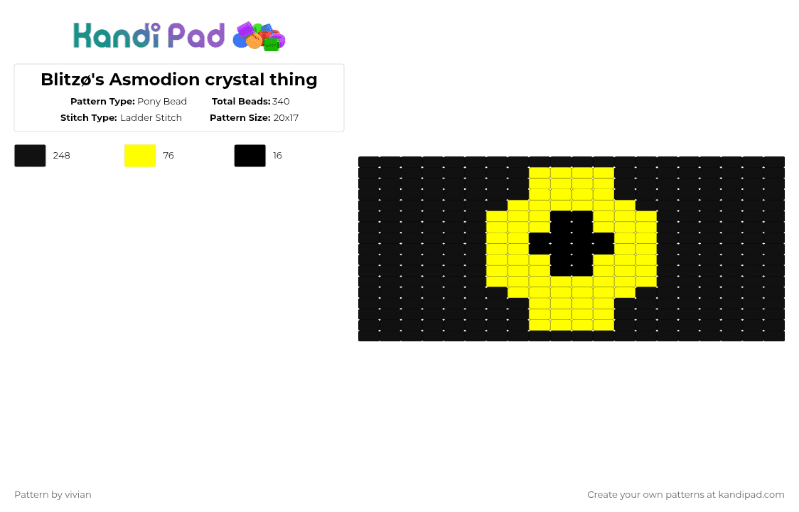 Blitzø\'s Asmodion crystal thing - Pony Bead Pattern by vivian on Kandi Pad - black