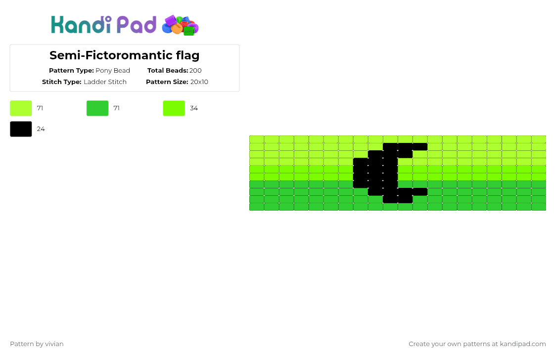 Semi-Fictoromantic flag - Pony Bead Pattern by vivian on Kandi Pad - green