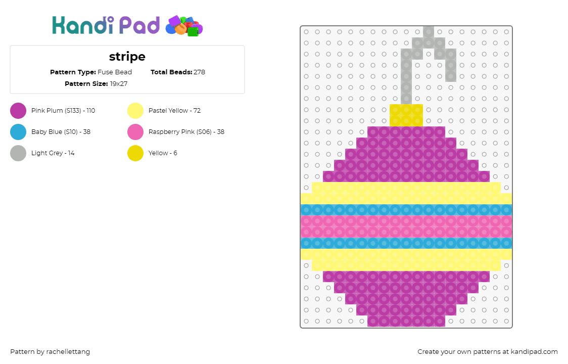 stripe - Fuse Bead Pattern by rachellettang on Kandi Pad - ornament,stripes,holiday,festive,cheerful,celebration,pattern,vibrant,joy