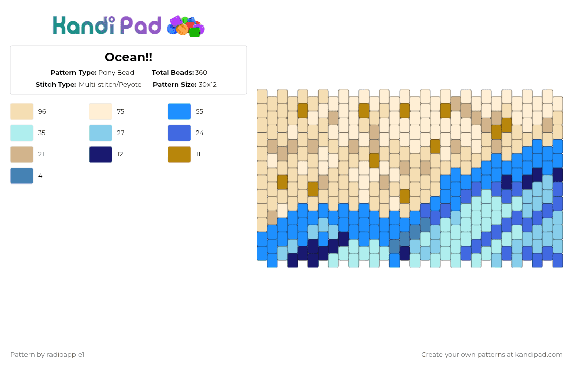 Ocean!! - Pony Bead Pattern by radioapple1 on Kandi Pad - light blue,beige,cotdpeace,ocean,sea,water,aesthetic,idkman,uhhhhhh,lgbtq