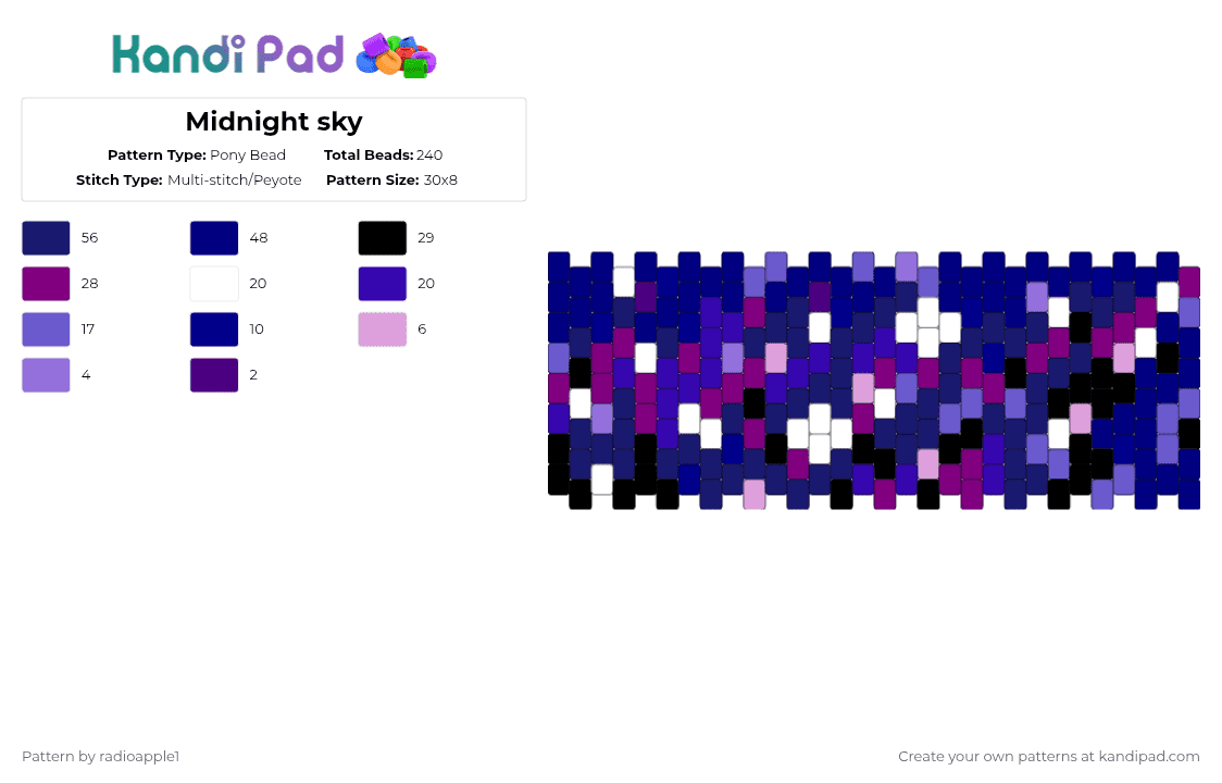 Midnight sky - Pony Bead Pattern by radioapple1 on Kandi Pad - purple,sky,night,scene,lgbtq,uhm,aesthetic,cool,somethingsomething
