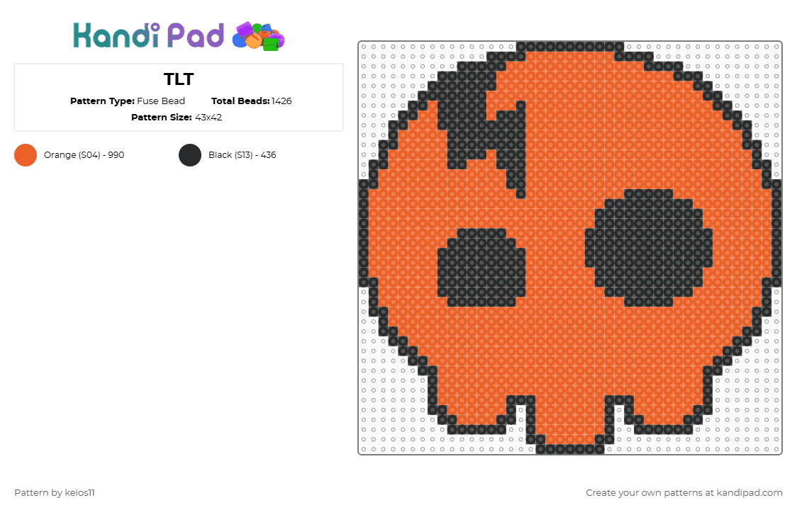 TLT - Fuse Bead Pattern by keios11 on Kandi Pad - tlt,the living tombstone,logo,skull,halloween,spooky,orange,black