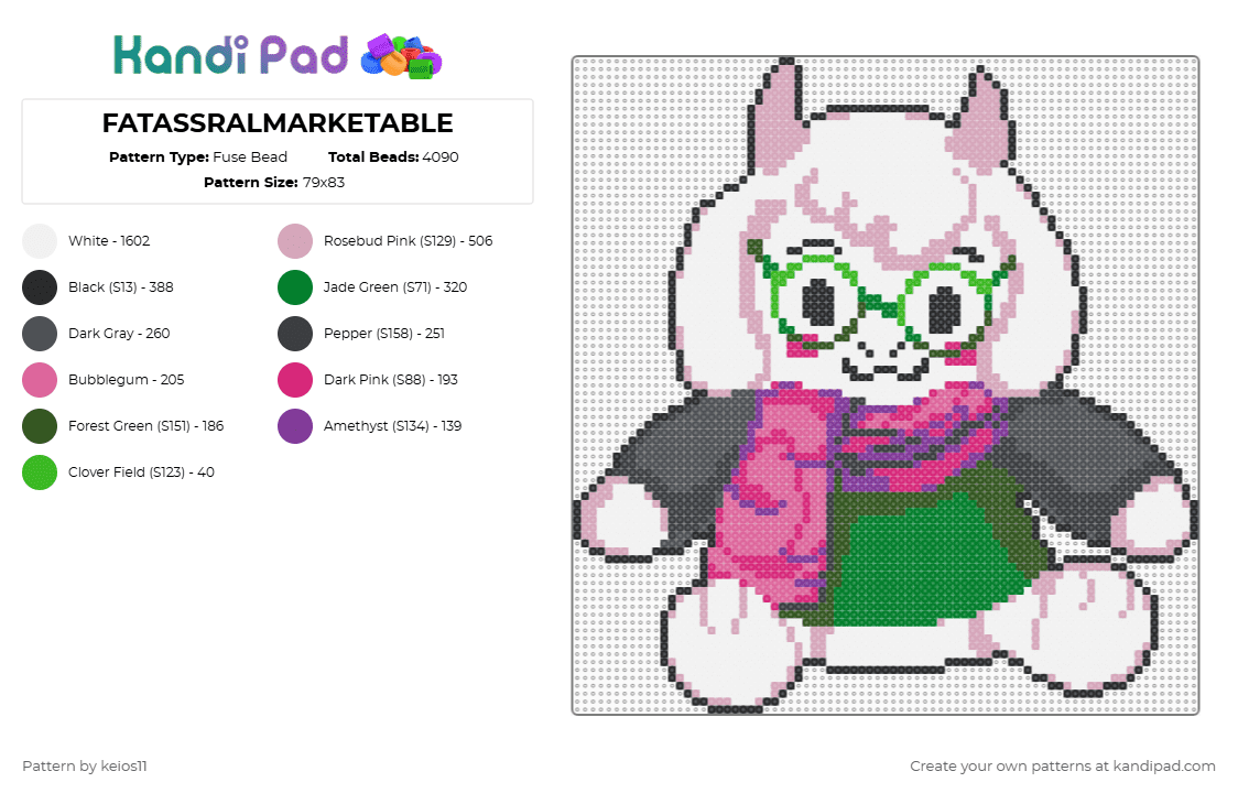 FATASSRALMARKETABLE - Fuse Bead Pattern by keios11 on Kandi Pad - white,pink