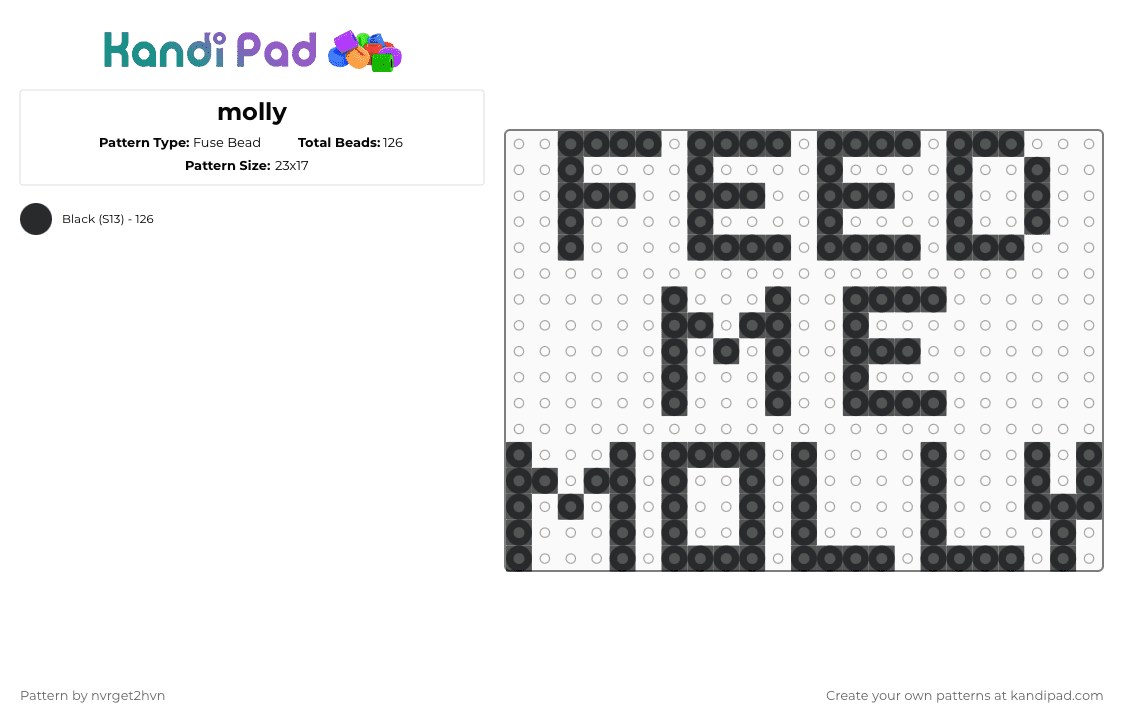 molly - Fuse Bead Pattern by nvrget2hvn on Kandi Pad - black