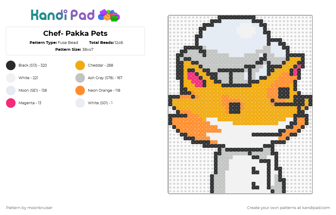 Chef- Pakka Pets - Fuse Bead Pattern by moonbruiser on Kandi Pad - orange