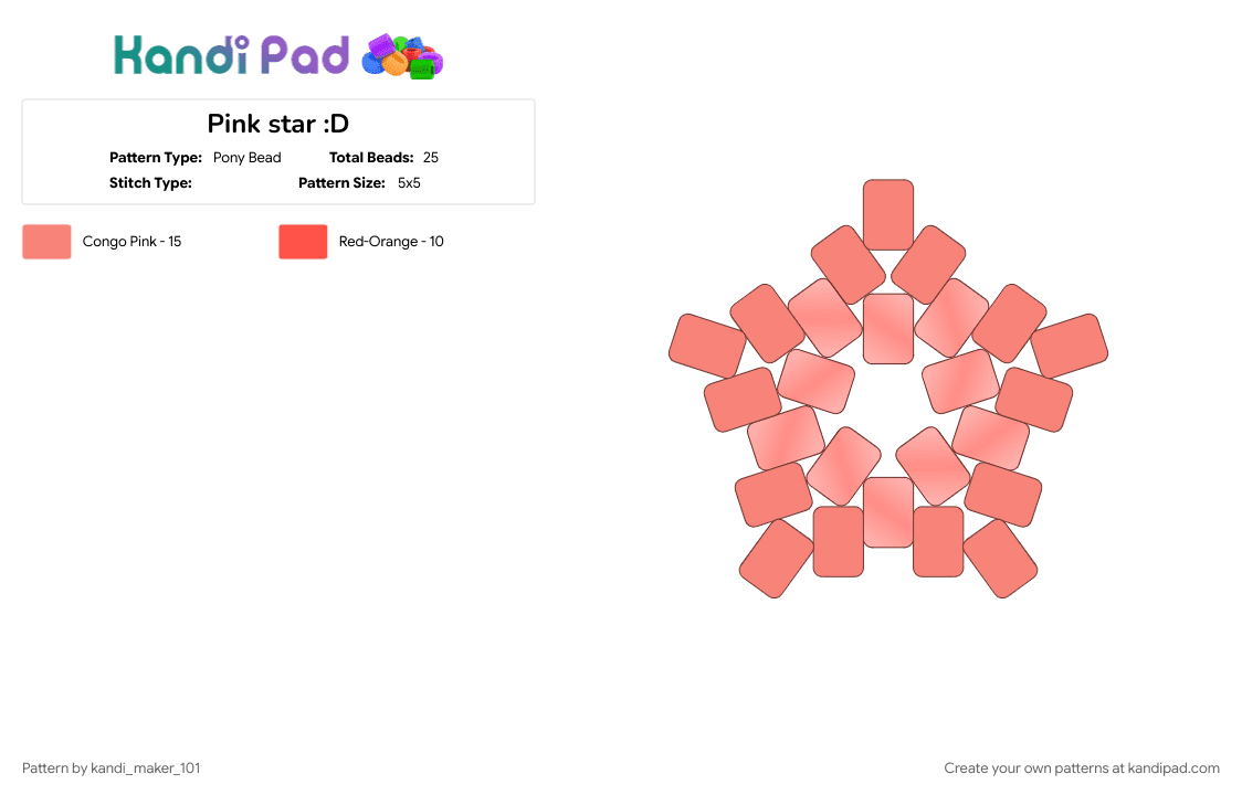 Pink star :D - Pony Bead Pattern by kandi_maker_101 on Kandi Pad - 