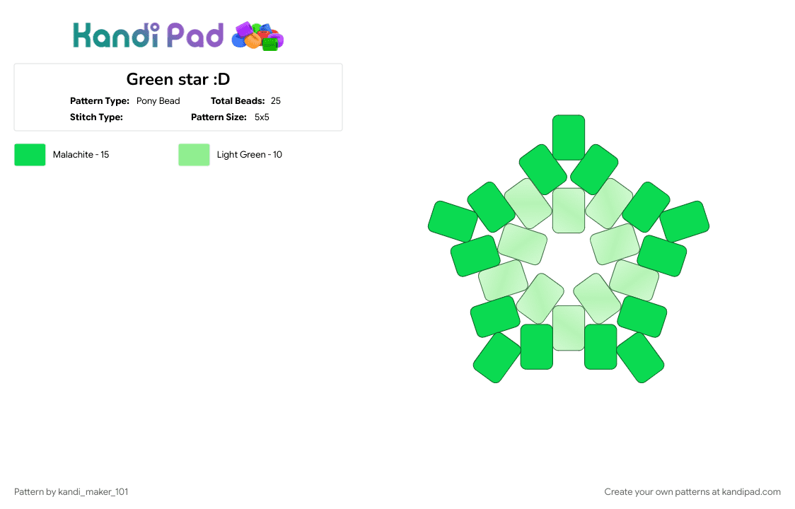 Green star :D - Pony Bead Pattern by kandi_maker_101 on Kandi Pad - 
