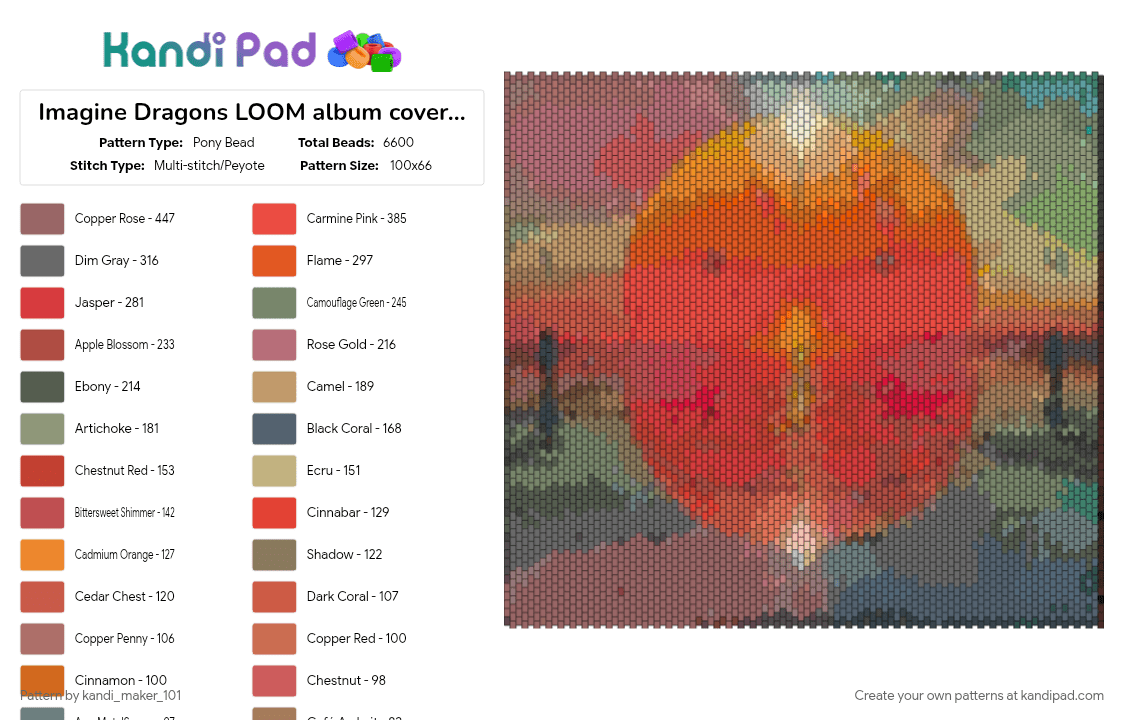 Imagine Dragons LOOM album cover!!!! - Pony Bead Pattern by kandi_maker_101 on Kandi Pad - 