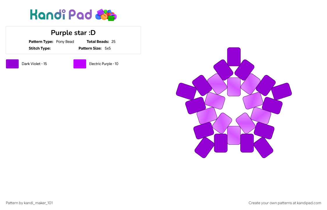 Purple star :D - Pony Bead Pattern by kandi_maker_101 on Kandi Pad - 