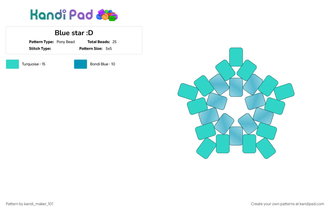 Blue star :D - Pony Bead Pattern by kandi_maker_101 on Kandi Pad - 