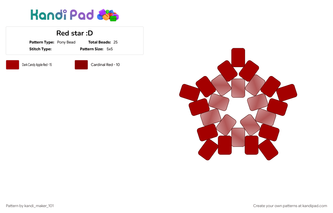 Red star :D - Pony Bead Pattern by kandi_maker_101 on Kandi Pad - 