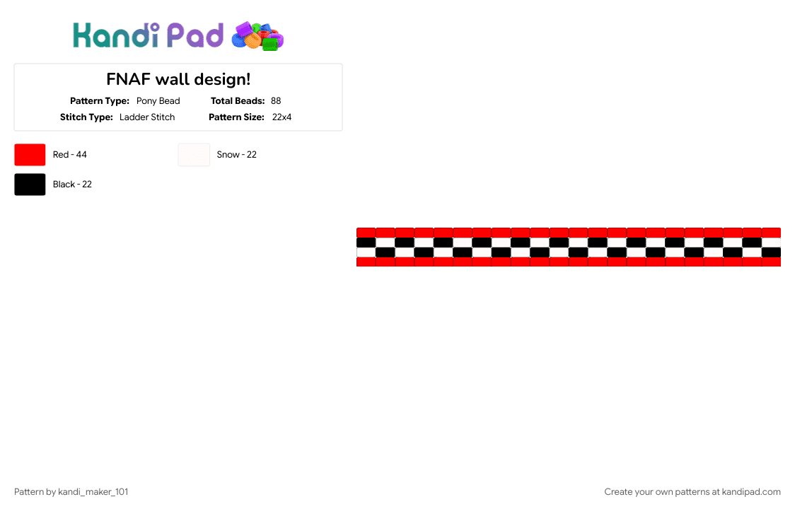 FNAF wall design! - Pony Bead Pattern by kandi_maker_101 on Kandi Pad - red, white