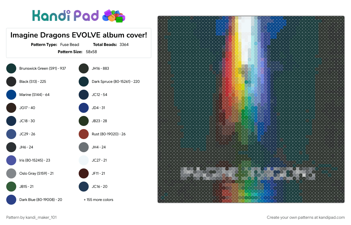 Imagine Dragons EVOLVE album cover! - Fuse Bead Pattern by kandi_maker_101 on Kandi Pad - 