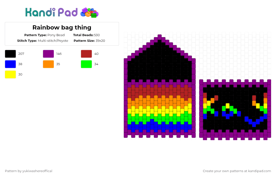 Rainbow bag thing - Pony Bead Pattern by yukiwashereoffical on Kandi Pad - pink