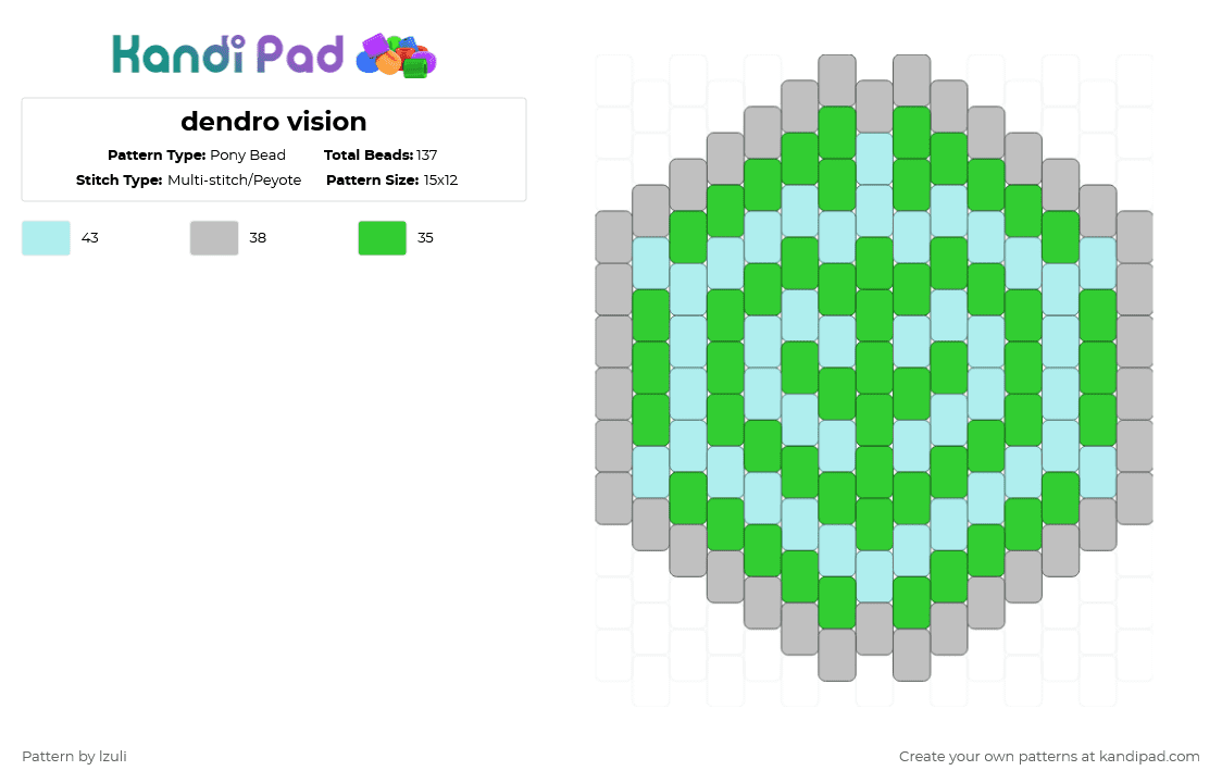 dendro vision - Pony Bead Pattern by lzuli on Kandi Pad - green,genshin,dendro,nahida,genshin impact,nature,gaming,vision