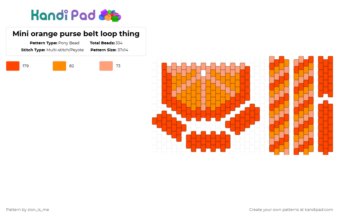 Mini orange purse belt loop thing - Pony Bead Pattern by zion_is_me on Kandi Pad - red,orange