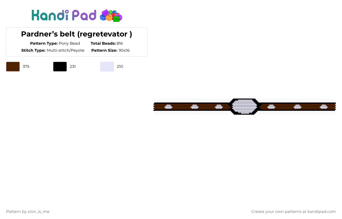 Pardner’s belt (Fanon regretevator ) - Pony Bead Pattern by zion_is_me on Kandi Pad - white,brown