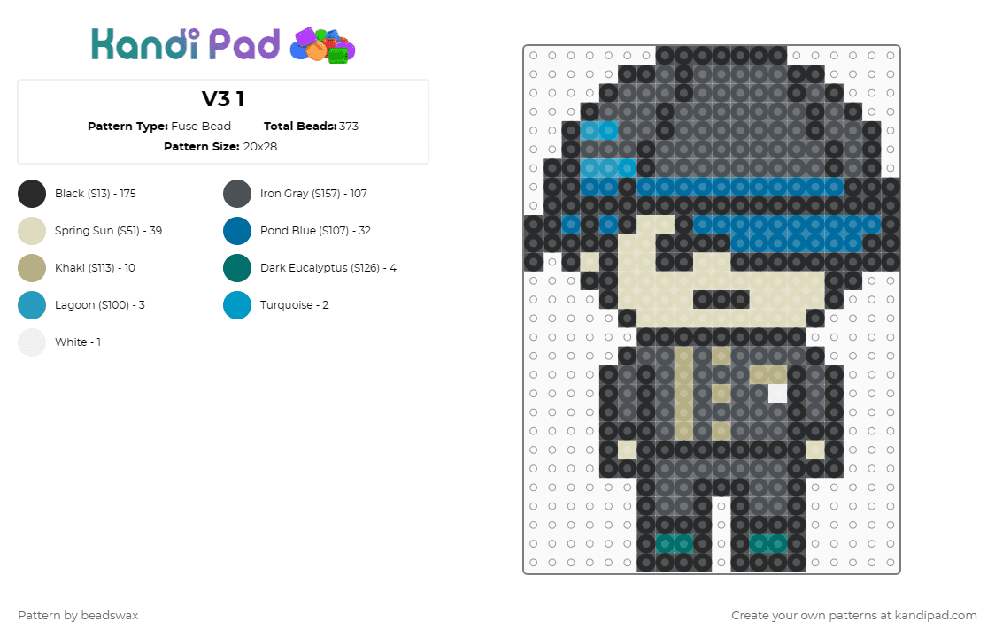 V3 1 - Fuse Bead Pattern by beadswax on Kandi Pad - black,purple,beige