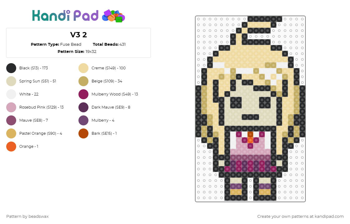 V3 2 - Fuse Bead Pattern by beadswax on Kandi Pad - beige
