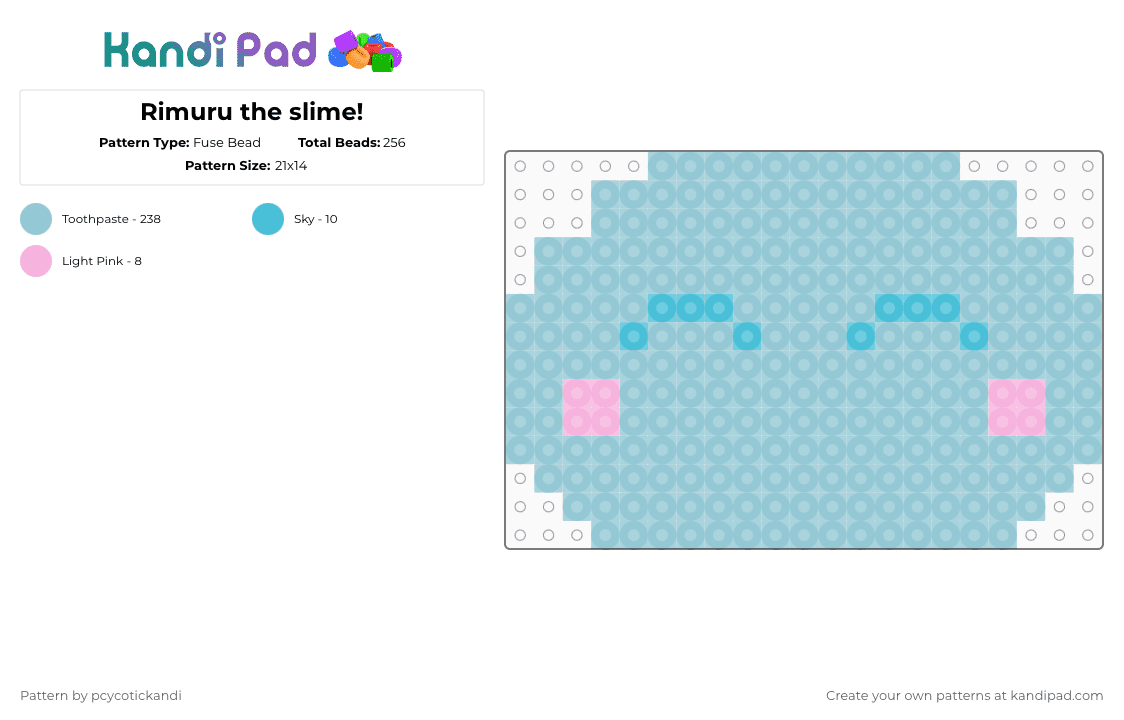 Rimuru the slime! Fuse Bead Pattern - Kandi Pad | Kandi Patterns, Fuse ...