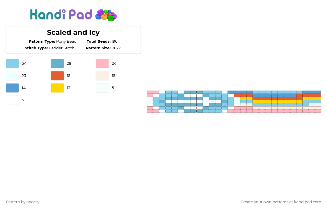 Scaled and Icy - Pony Bead Pattern by apozzy on Kandi Pad - light blue