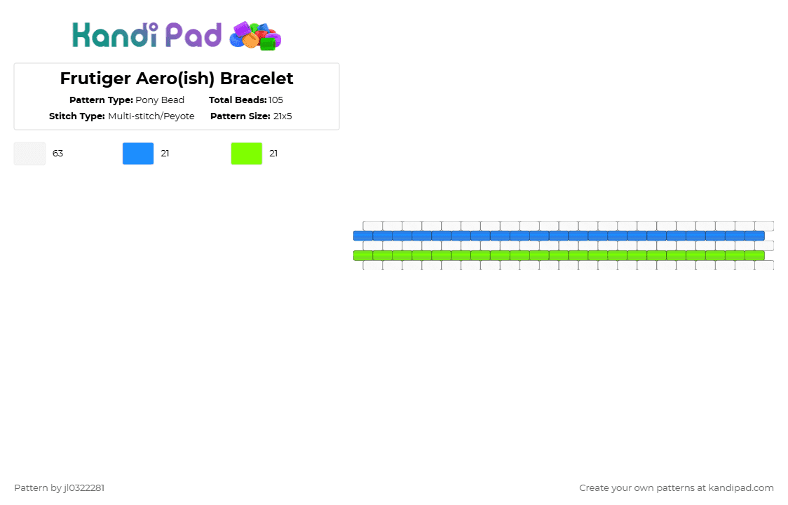 Frutiger Aero(ish) Bracelet - Pony Bead Pattern by jl0322281 on Kandi Pad - white,light blue,green
