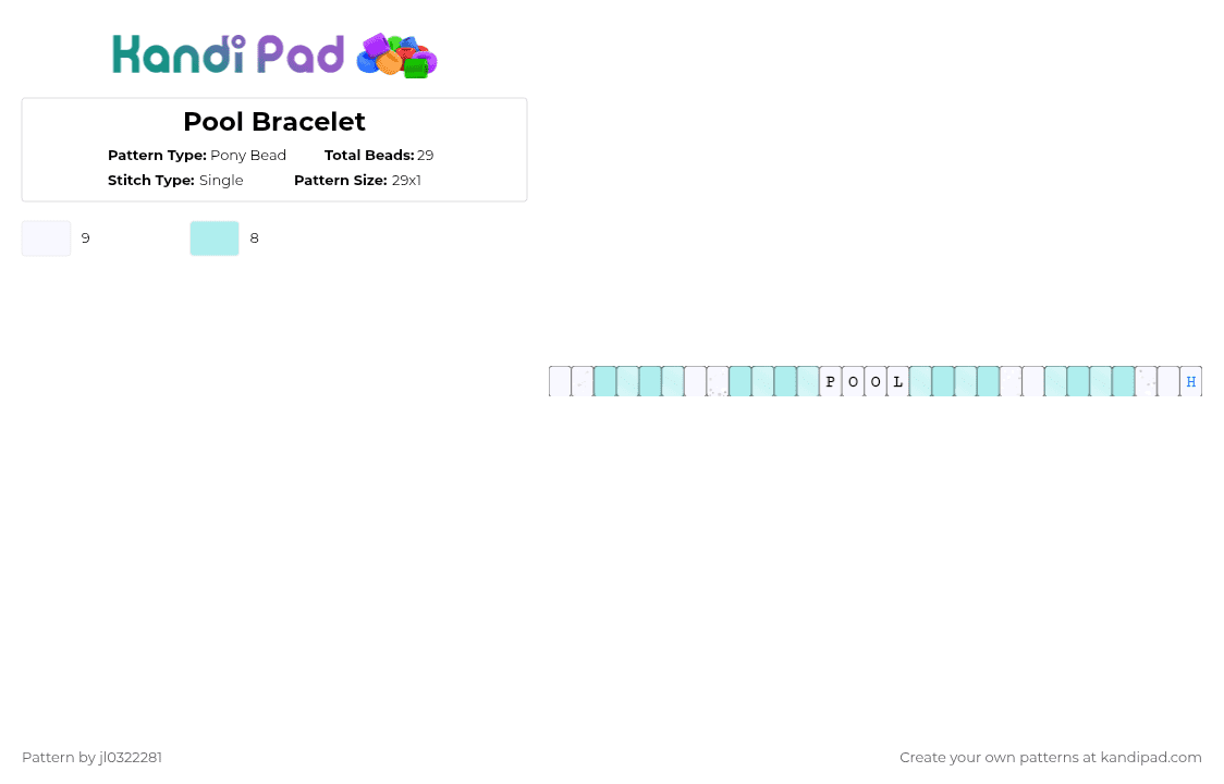 Pool Bracelet - Pony Bead Pattern by jl0322281 on Kandi Pad - light blue, white